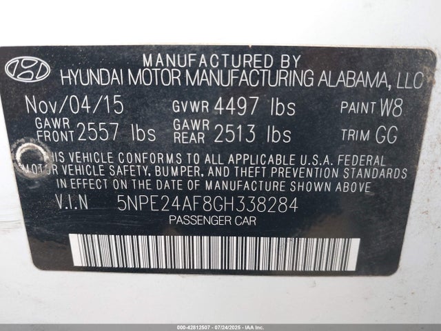 Hyundai dohc gdi theta-ii 2016 5NPE24AF8GH338284 Image 9