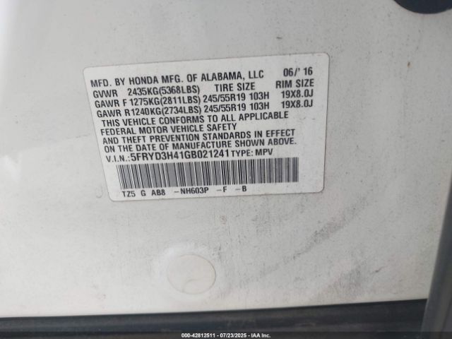 2016 ACURA MDX 5FRYD3H41GB021241 Photo 8