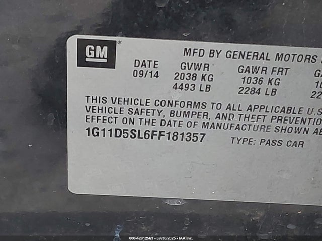 Chevrolet lkw 2015 1G11D5SL6FF181357 Image 9