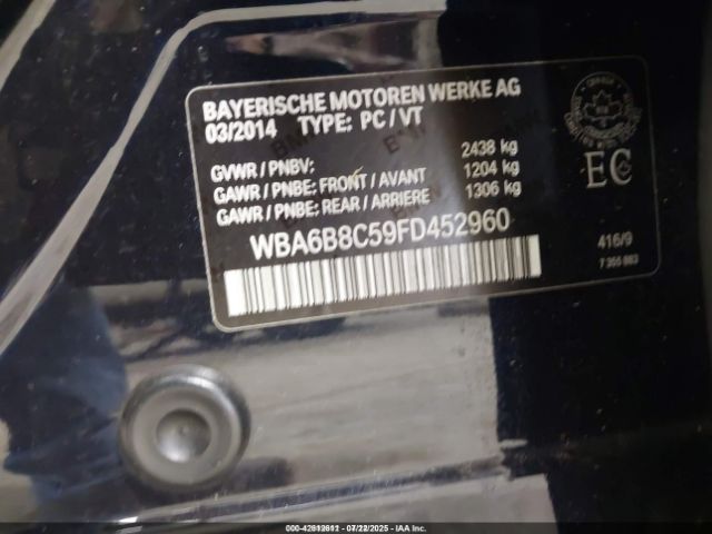 2015 BMW 640I GRAN COUPE WBA6B8C59FD452960 Photo 8