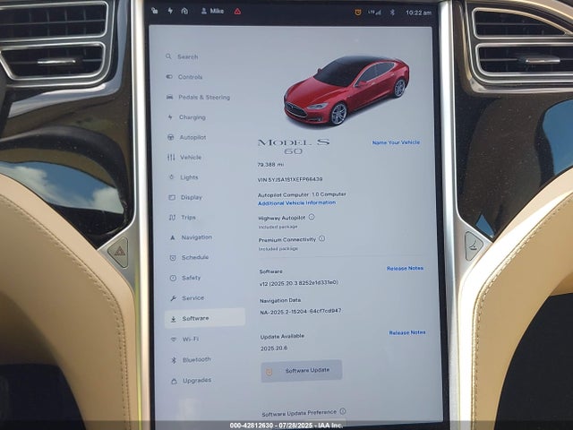 2014 TESLA MODEL S 5YJSA1S1XEFP66439 Photo 6