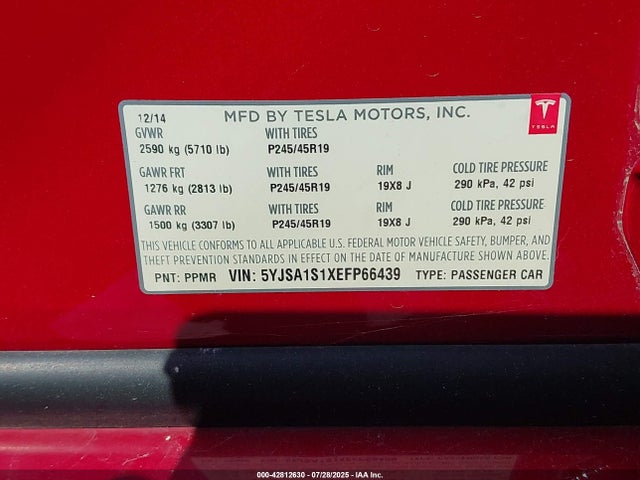 2014 TESLA MODEL S 5YJSA1S1XEFP66439 Photo 8