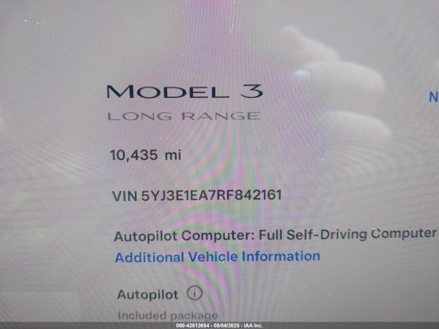 5YJ3E1EA7RF842161 Tesla MODEL 3