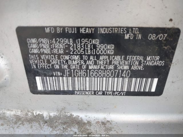 2008 SUBARU IMPREZA JF1GH61668H807140 Photo 8