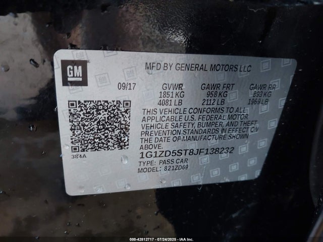 1G1ZD5ST8JF138232 Chevrolet lfv - direct injection, variable valve timing, gen 1