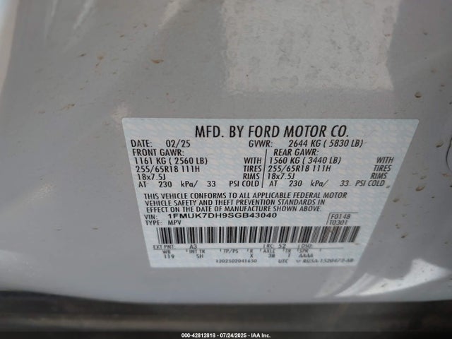 1FMUK7DH9SGB43040 Ford tivct