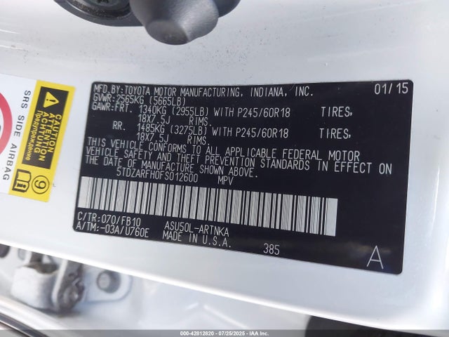 5TDZARFH0FS012600 Toyota 1ar-fe