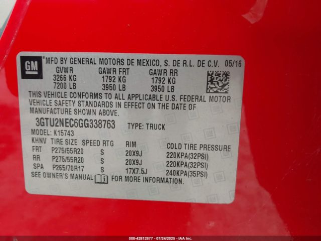 2016 GMC SIERRA 1500 3GTU2NEC6GG338763 Photo 8