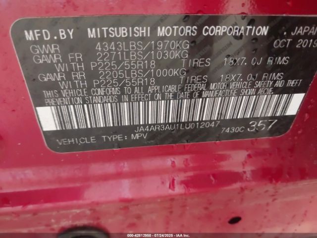 2020 MITSUBISHI OUTLANDER SPORT JA4AR3AU1LU012047 Photo 8