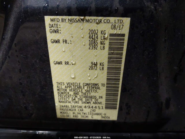Nissan 2017 2017 1N4BL3AP5HC494451 Image 9