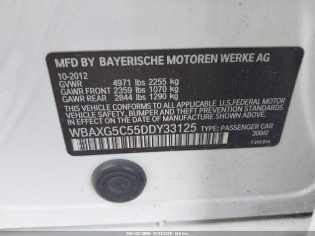 2013 BMW 528I WBAXG5C55DDY33125 Photo 8