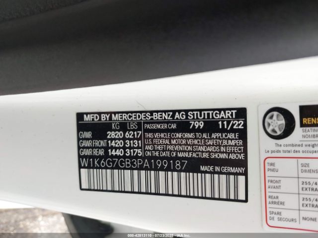 2023 MERCEDES-BENZ S 580 W1K6G7GB3PA199187 Photo 8