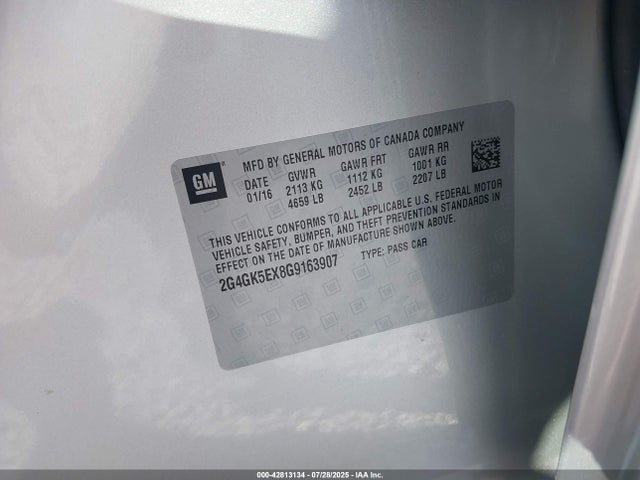 2G4GK5EX8G9163907 Buick ltg - sidi, alum, vvt, e85 max