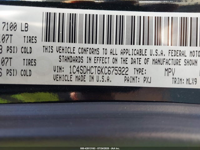 Dodge 2019 2019 1C4SDHCT6KC675922 Image 9