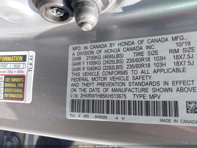 Honda l15be 2019 2HKRW1H85KH513675 Image 9