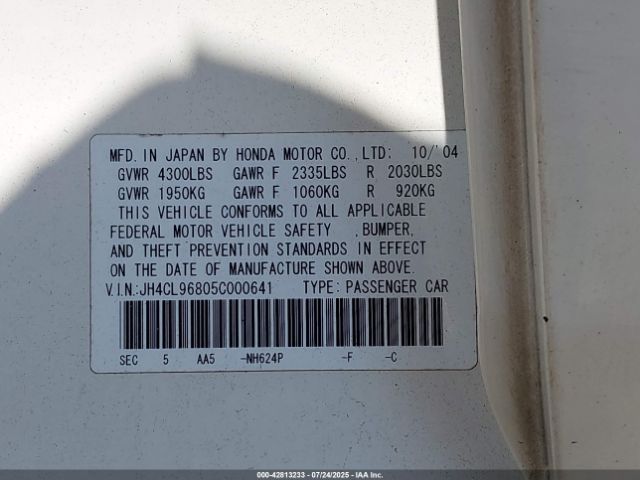 2005 ACURA TSX JH4CL96805C000641 Photo 8