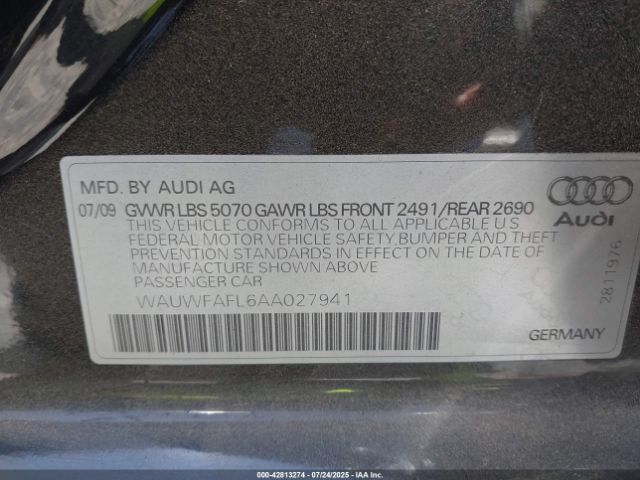 2010 AUDI A4 WAUWFAFL6AA027941 Photo 8