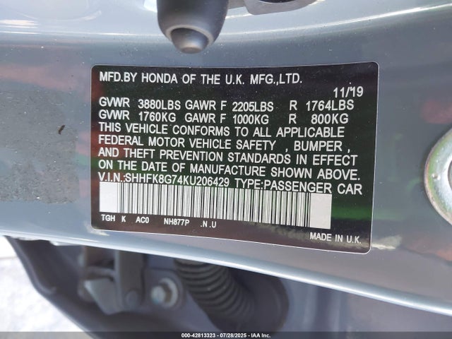 SHHFK8G74KU206429 Honda k20c1