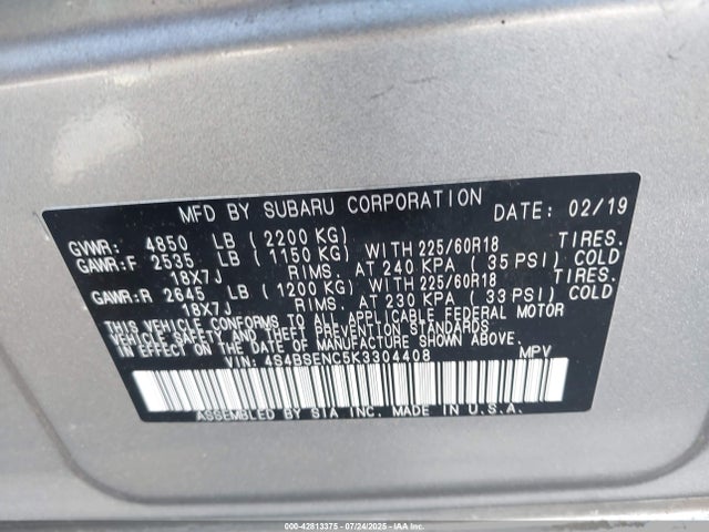 4S4BSENC5K3304408 Subaru na u4