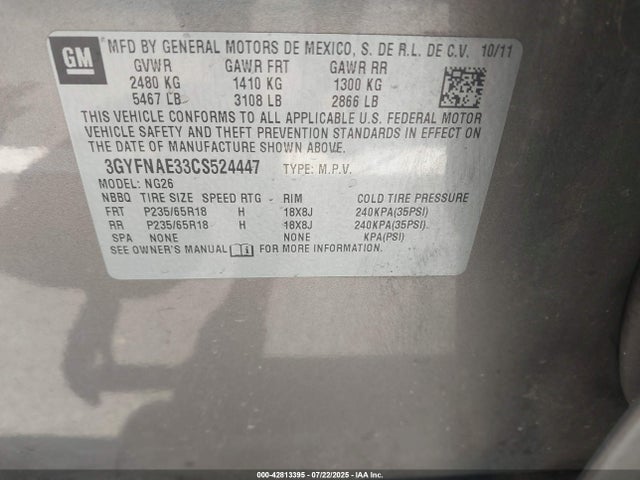 2012 CADILLAC SRX 3GYFNAE33CS524447 Photo 8