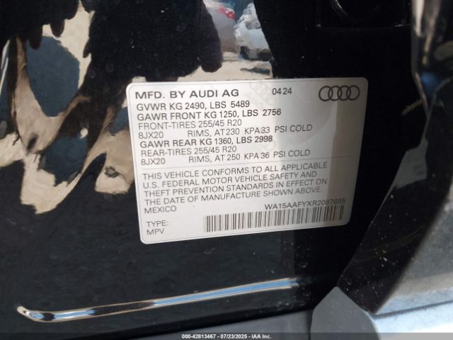 2024 AUDI Q5 SPORTBACK WA15AAFYXR2087665 Photo 8