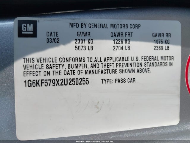 2002 CADILLAC DEVILLE 1G6KF579X2U250255 Photo 8