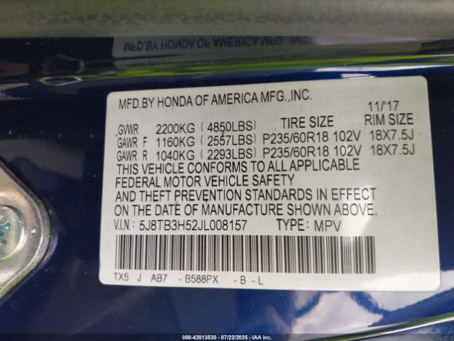 2018 ACURA RDX 5J8TB3H52JL008157 Photo 8