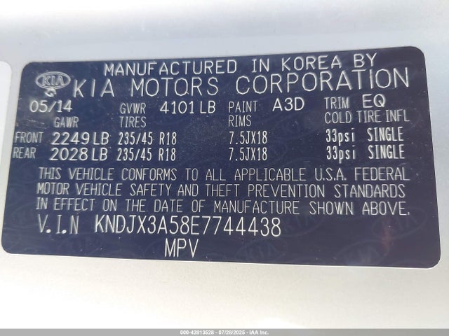 KIA dohc gdi nu 2014 KNDJX3A58E7744438 Image 9