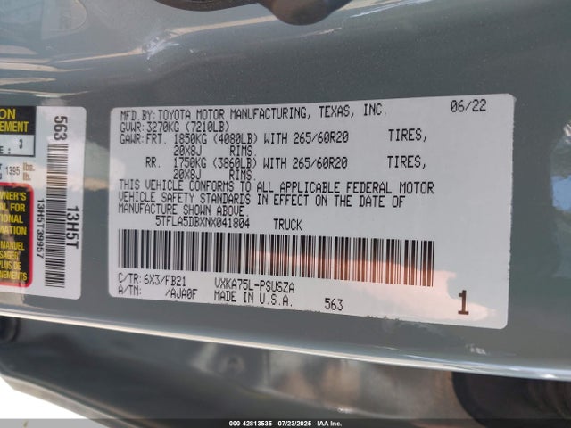 5TFLA5DBXNX041804 Toyota v35a-fts
