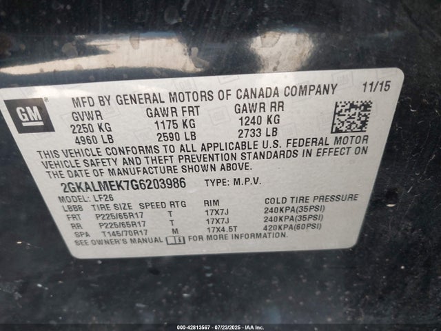 2GKALMEK7G6203986 GMC lea - e85 max, aluminum