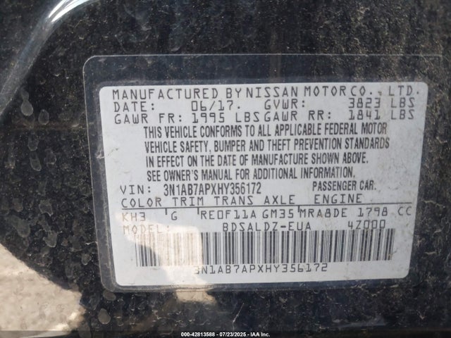 3N1AB7APXHY356172 Nissan 2017