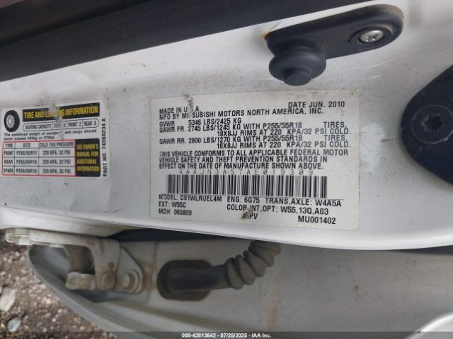 2010 MITSUBISHI ENDEAVOR 4A4JN3AS7AE019309 Photo 8