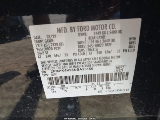 2022 FORD EDGE 2FMPK4K95NBA23156 Photo 8