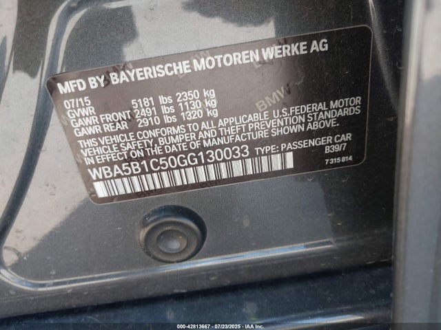 BMW 2016 2016 WBA5B1C50GG130033 Image 9