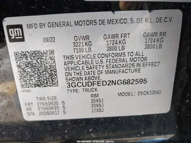 Chevrolet l84 2022 3GCUDFED2NG682595 Image 9