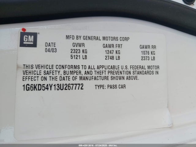 2003 CADILLAC DEVILLE 1G6KD54Y13U267772 Photo 8