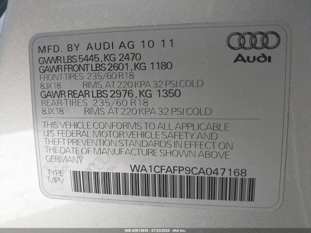 2012 AUDI Q5 WA1CFAFP9CA047168 Photo 8