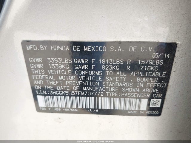 3HGGK5H57FM707772 Honda l15b1