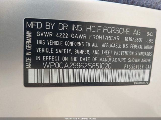 2002 PORSCHE 911 WP0CA29962S651020 Photo 8