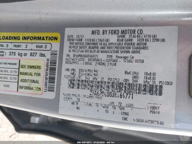 Ford 2.0l 4v atk hev 2018 3FA6P0LU0JR169771 Image 9