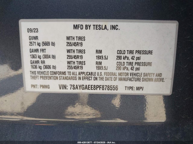 7SAYGAEE8PF878556 Tesla Model Y