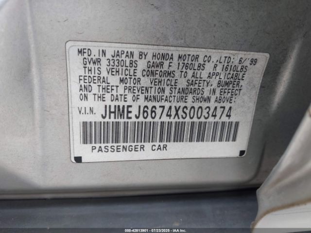 1999 HONDA CIVIC JHMEJ6674XS003474 Photo 8