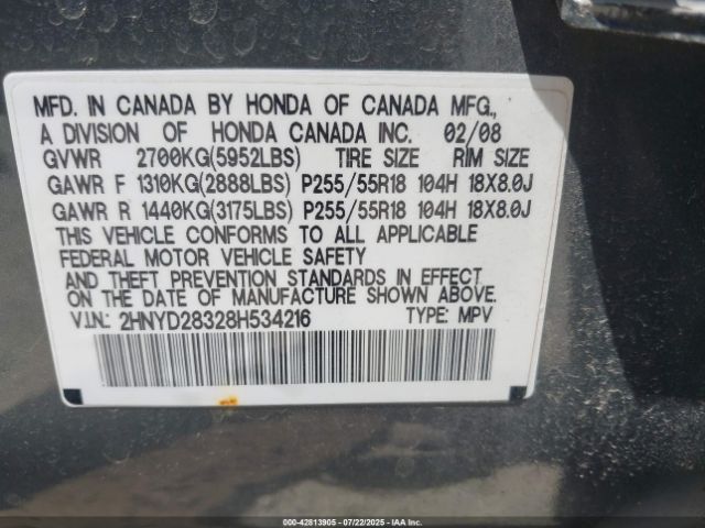 2008 ACURA MDX 2HNYD28328H534216 Photo 8