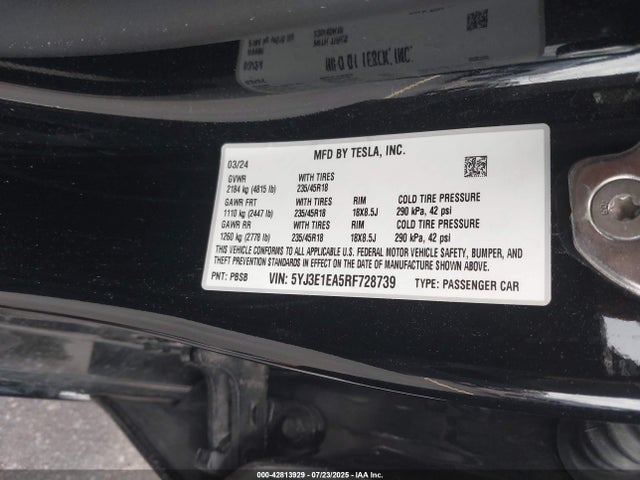 Tesla 2024 2024 5YJ3E1EA5RF728739 Image 9