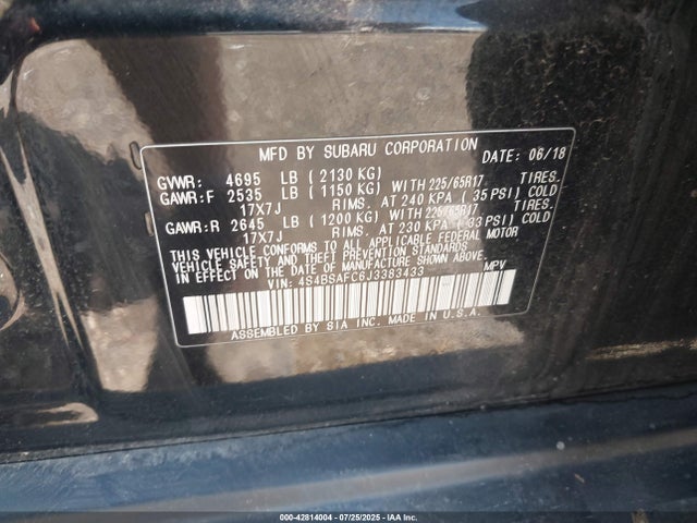 Subaru u5 2018 4S4BSAFC6J3383433 Image 9