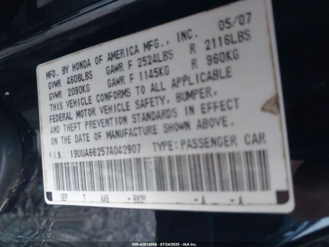 2007 ACURA TL 19UUA66257A042907 Photo 8