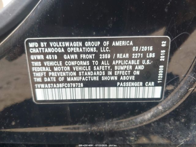 2015 VOLKSWAGEN PASSAT 1VWAS7A38FC079728 Photo 8
