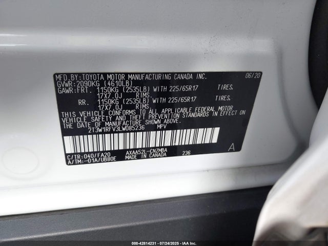 2T3W1RFV3LW085236 Toyota a25a-fks