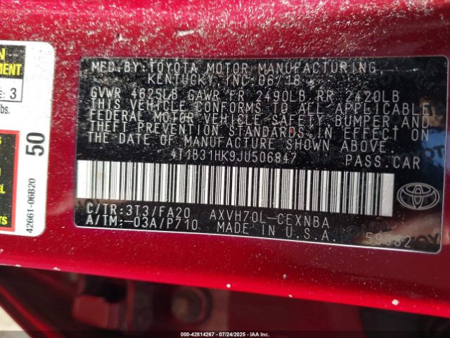 2018 TOYOTA CAMRY HYBRID 4T1B31HK9JU506847 Photo 8