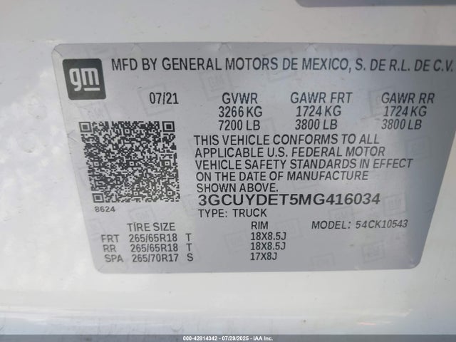 3GCUYDET5MG416034 Chevrolet lm2 - cri, vgt, alum